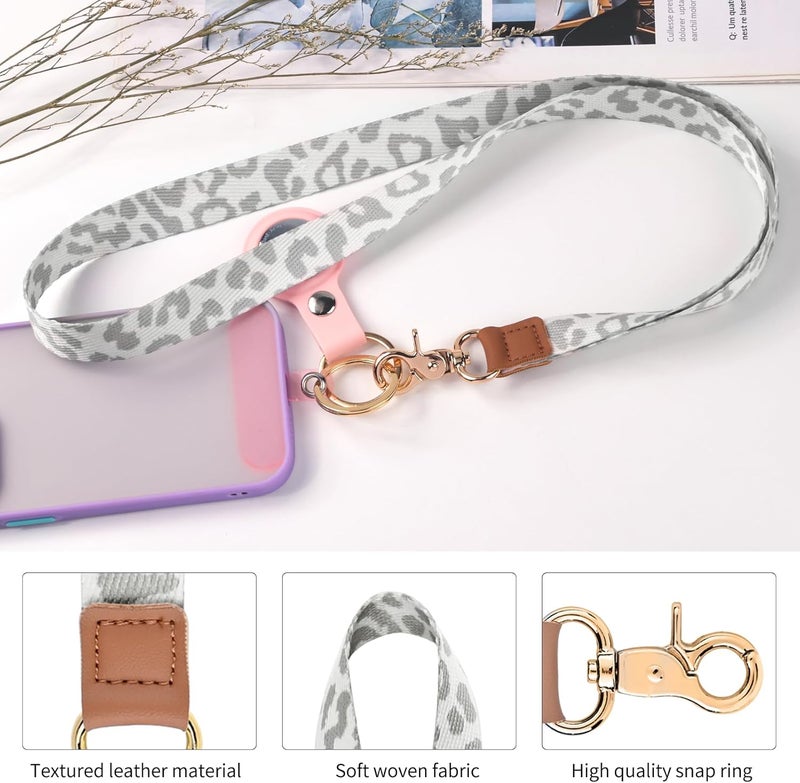 Knagsfa Lanyards for Keys, Neck Lanyards for ID Badges with Metal Hook, Cute Keychain Lanyard for Women, Apricot Leopard - Image 4